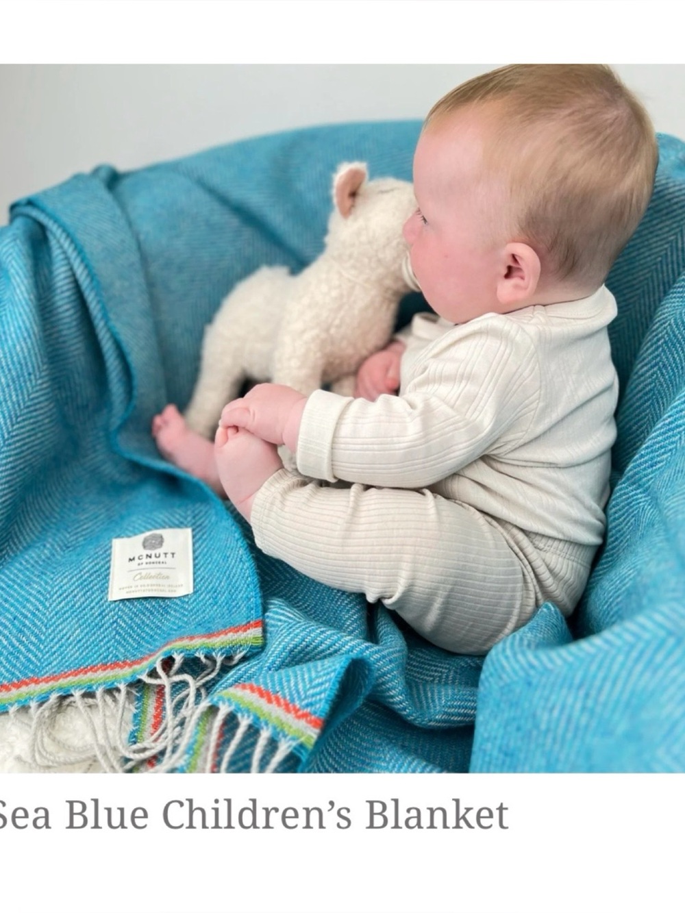 NWOT Anthropologie McNutt of Donegal My First Mini Blanket in Sea Blue